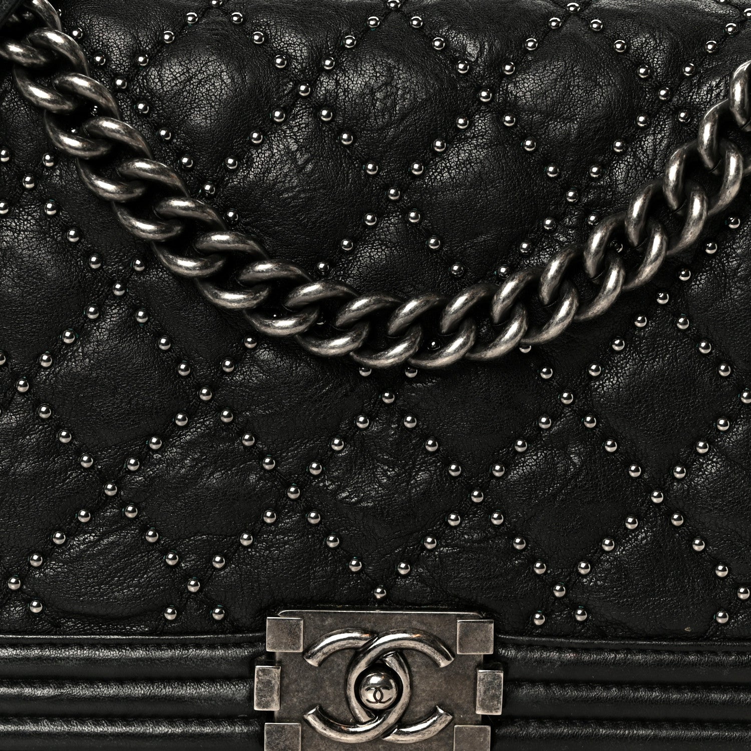 Chanel Crumpled Lambskin New Medium Studded Boy Flap Black 8 of 11