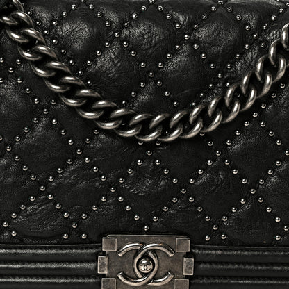 Chanel Crumpled Lambskin New Medium Studded Boy Flap Black 8 of 11
