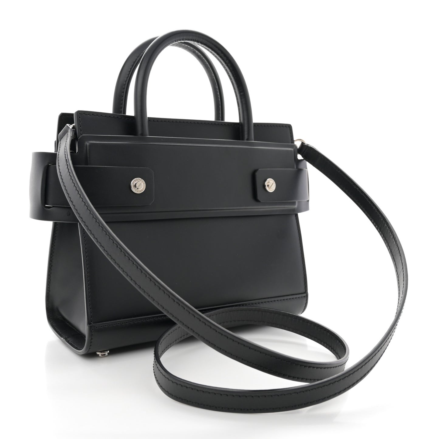 Smooth Calfskin Mini Horizon Satchel Black