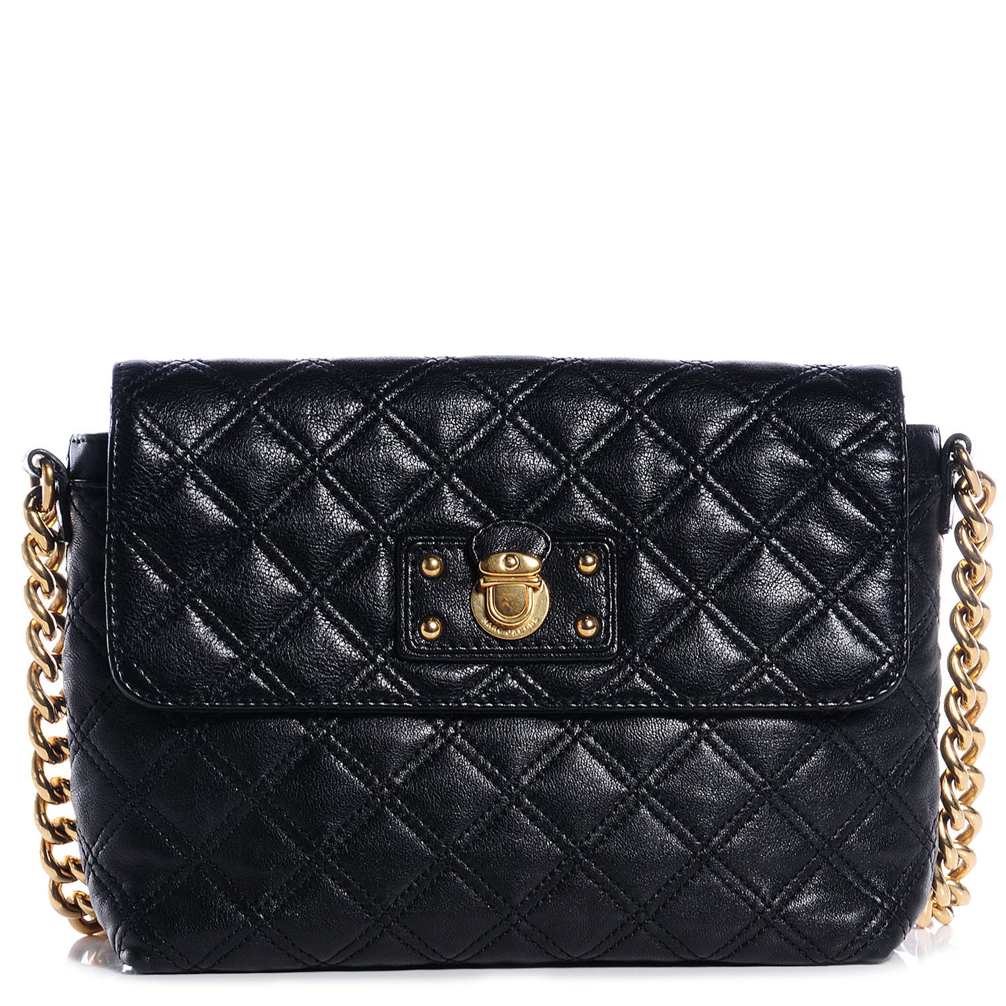 Lacquered Lambskin The Large Single Flap Black
