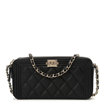 Chanel Caviar Quilted Small Boy Clutch With Chain Black 1 of 10