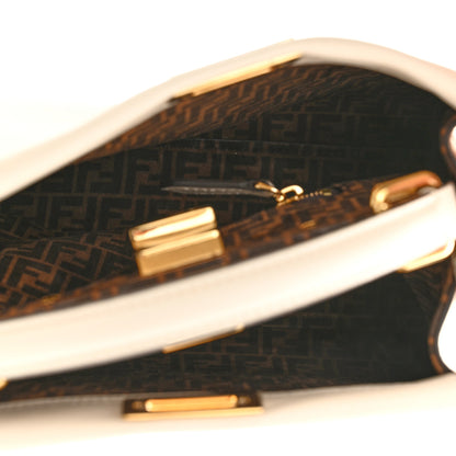 Fendi Vitello Seta Suede FF Mini Peekaboo Iconic Satchel Uovo Sigaro Marrone 7 of 10