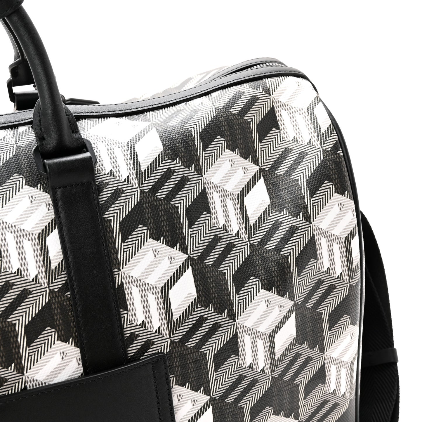 Cubic Monogram Large Traveler Weekender Bag Black White
