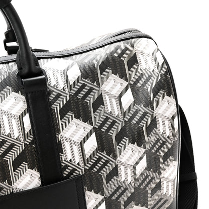 MCM Cubic Monogram Large Traveler Weekender Bag Black White 13 of 16