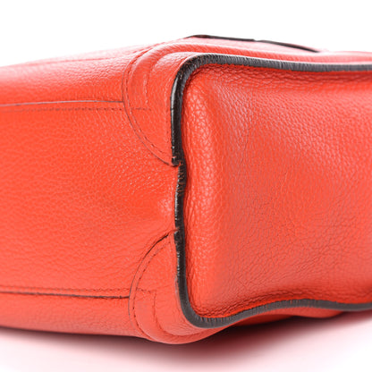 Celine Drummed Calfskin Nano Luggage Vermillion 10 of 10