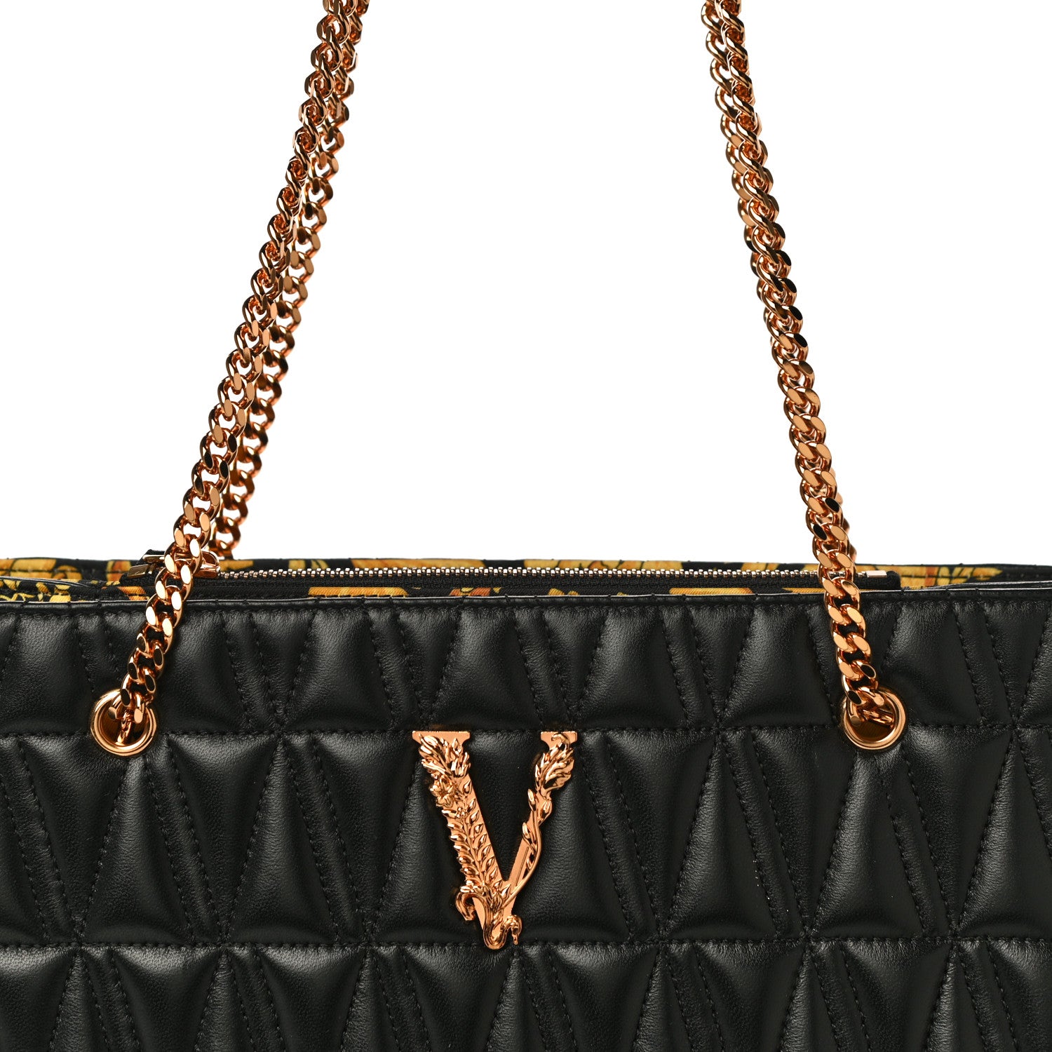 Versace Nappa Barocco Quilted Virtus Chain Shoulder Bag Black 8 of 10