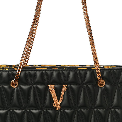 Versace Nappa Barocco Quilted Virtus Chain Shoulder Bag Black 8 of 10