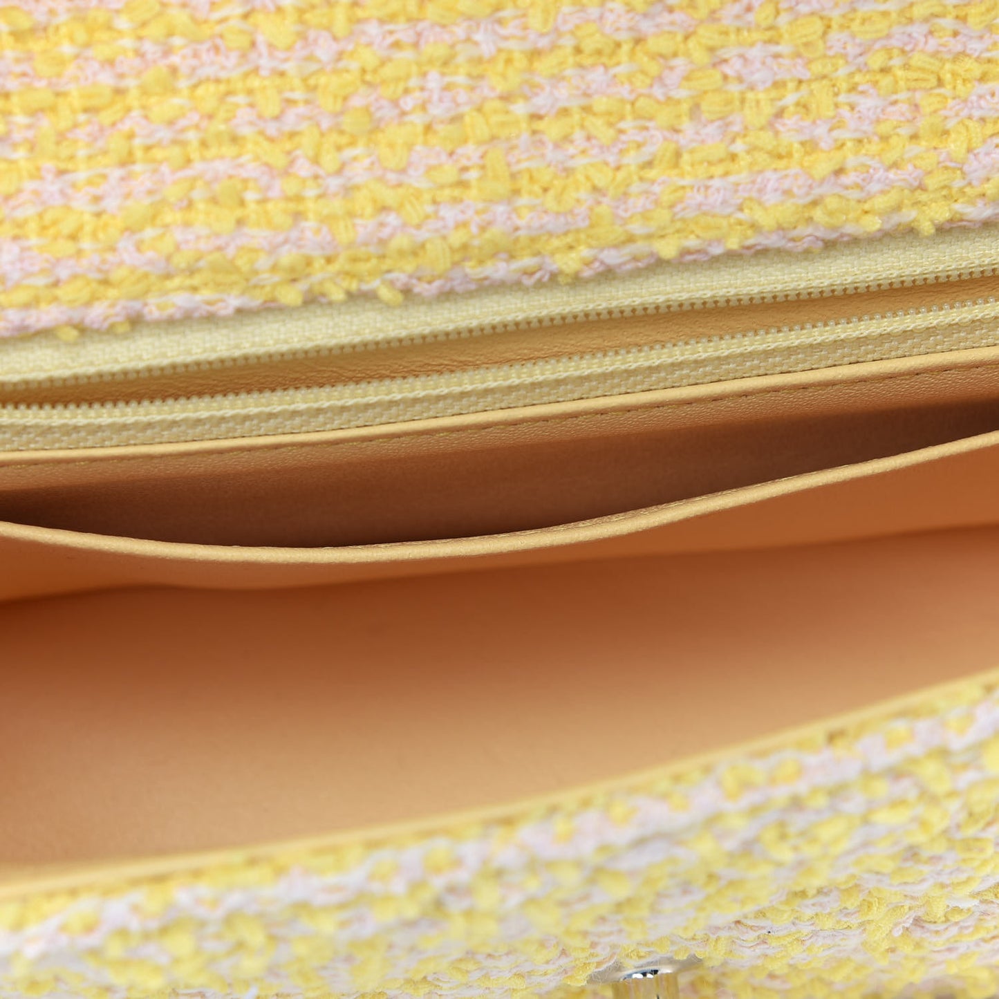 Tweed Quilted Mini Rectangular Flap Yellow Pink