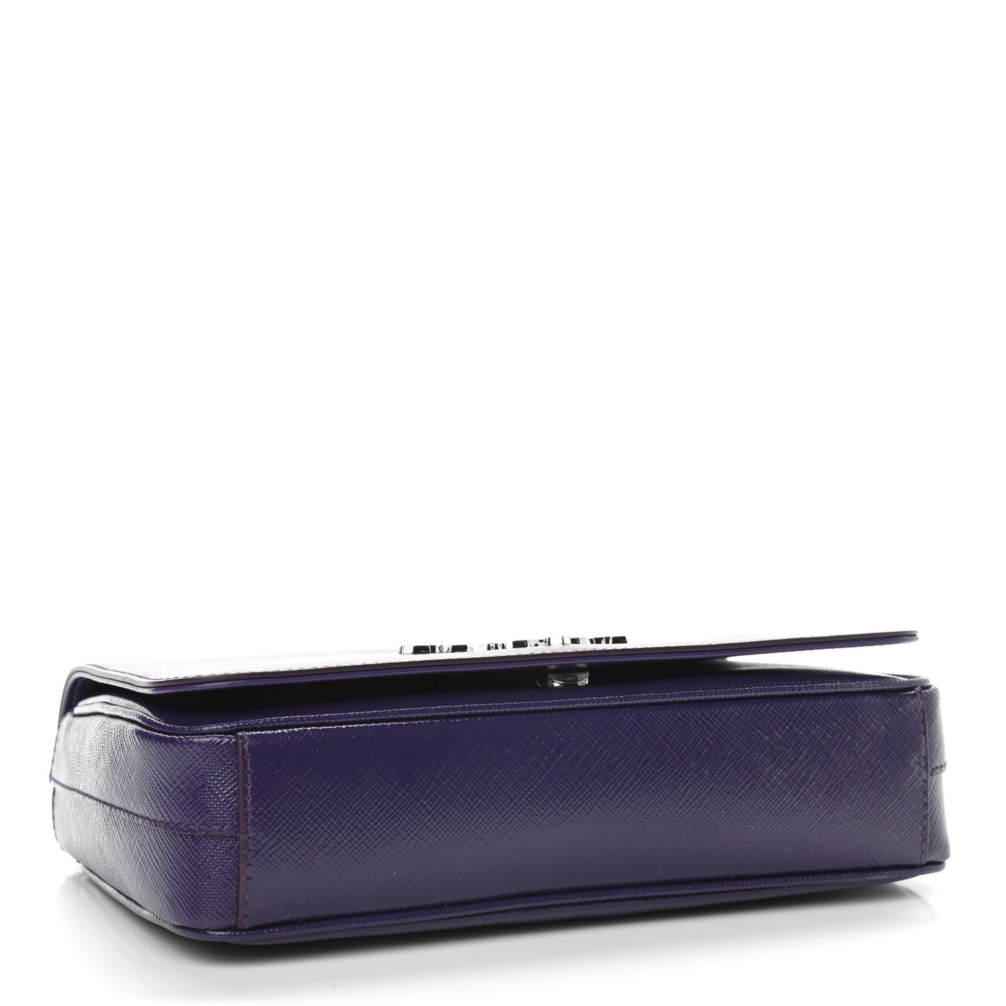 Saffiano Vernice Flap Chain Crossbody Bag Viola