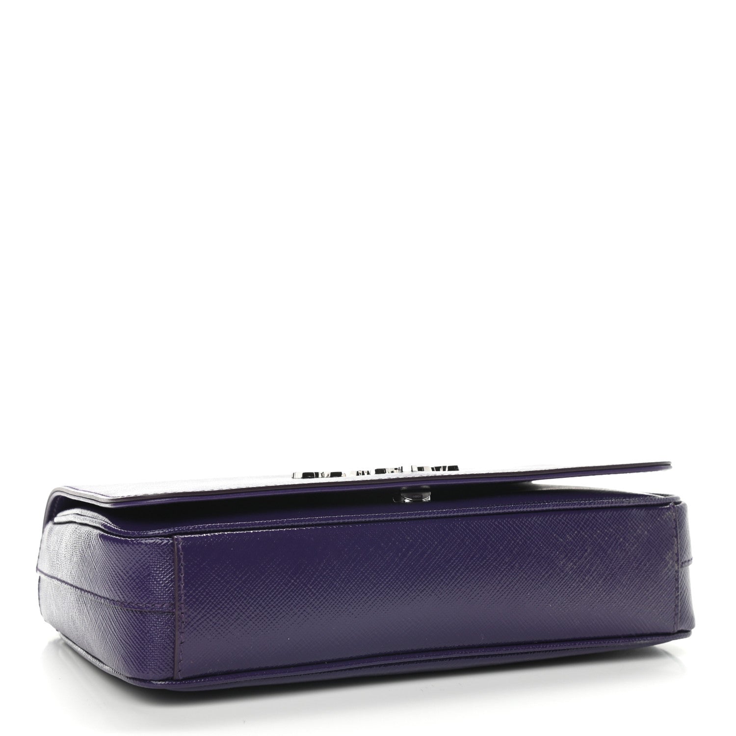 Prada Saffiano Vernice Flap Chain Crossbody Bag Viola 4 of 9