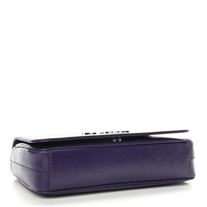 Prada Saffiano Vernice Flap Chain Crossbody Bag Viola 4 of 9