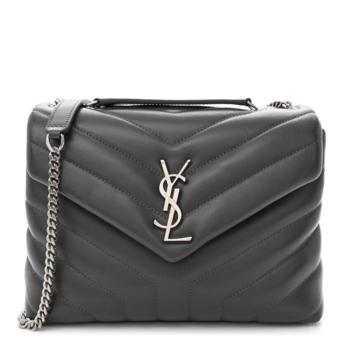 Calfskin Y Quilted Monogram Small Loulou Chain Satchel Storm