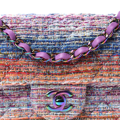 Chanel Tweed Quilted Mini Rectangular Flap Blue Pink Orange 11 of 11