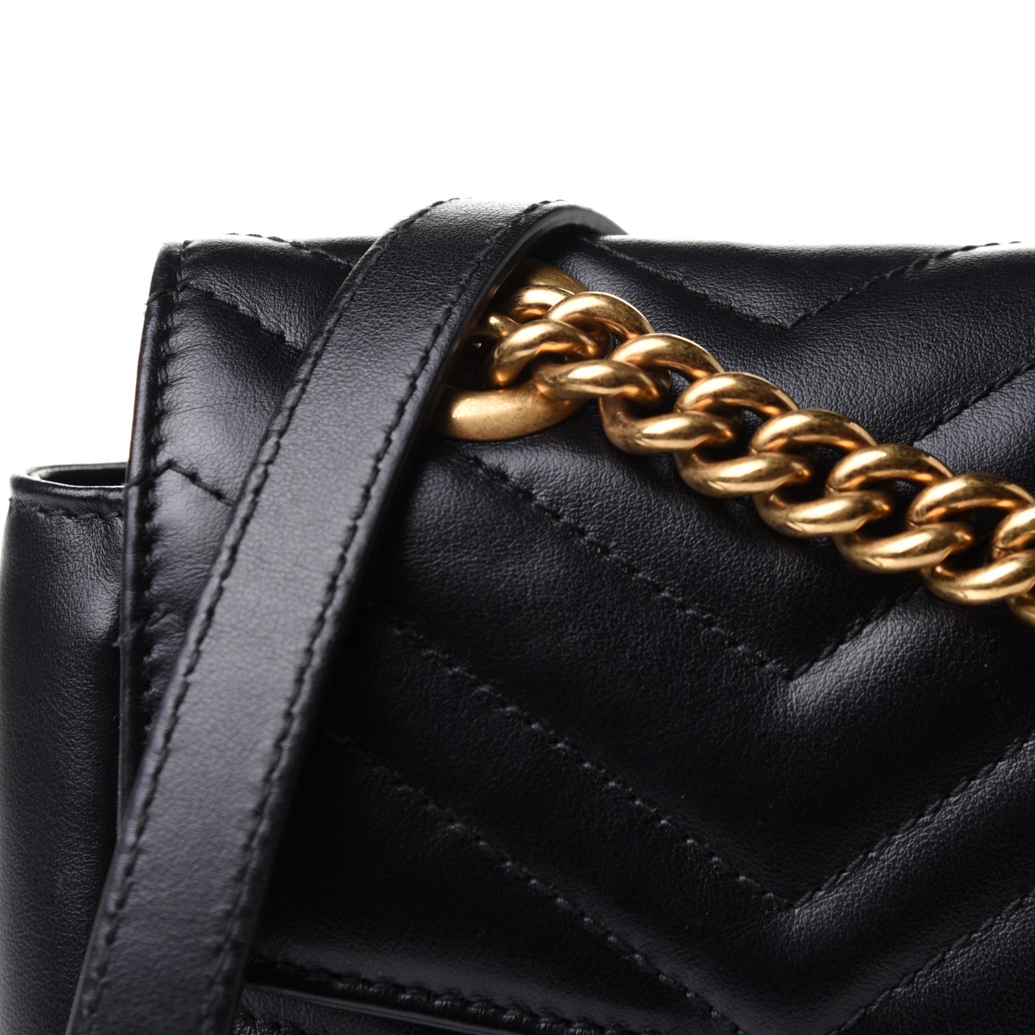 Gucci Calfskin Matelasse Small GG Marmont Shoulder Bag Black 9 of 12