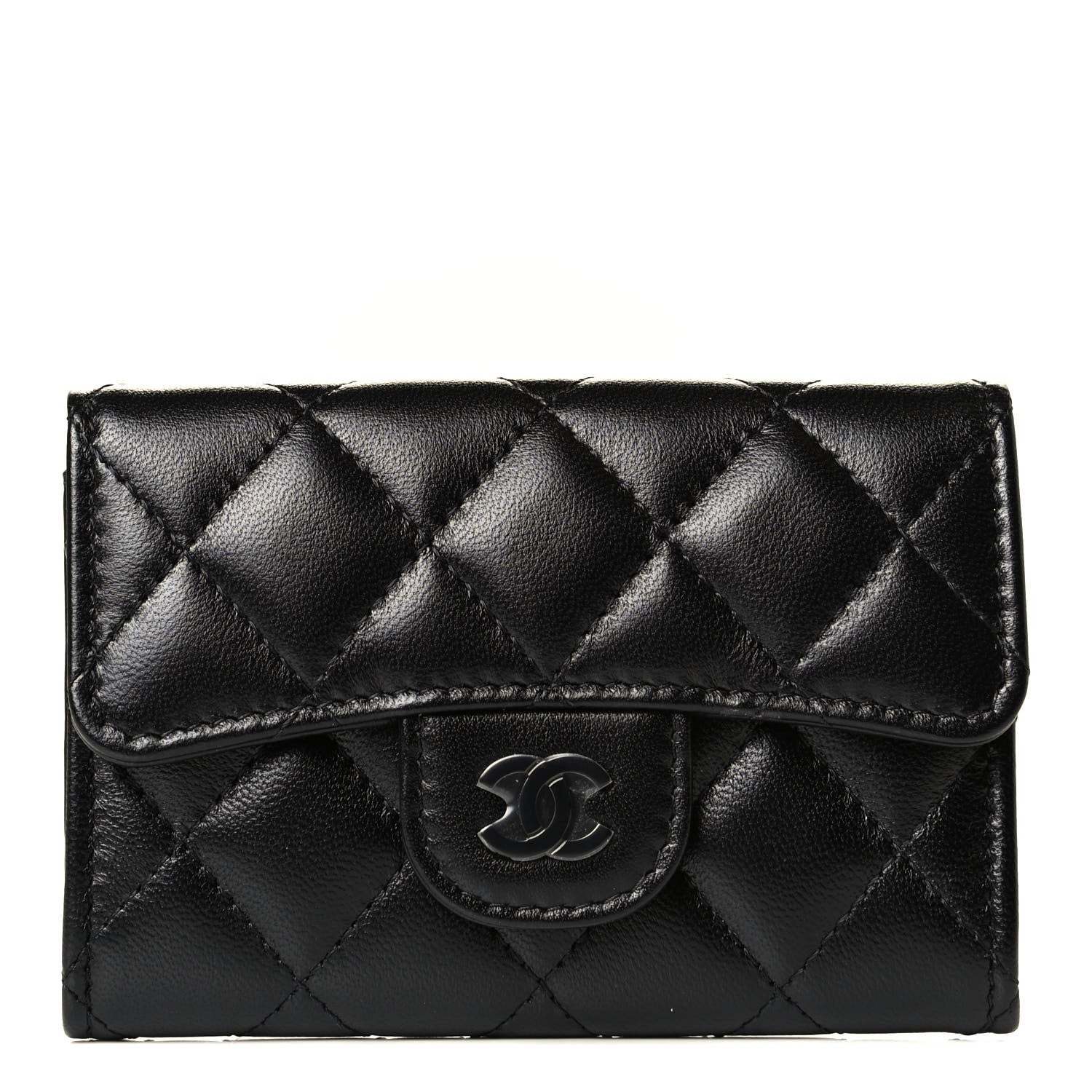 Chanel Lambskin Quilted Flap Card Holder Wallet So Black 1 of 4
