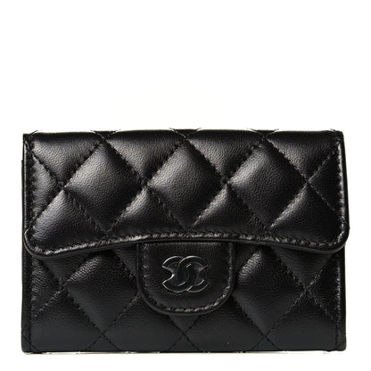 Chanel Lambskin Quilted Flap Card Holder Wallet So Black 1 of 4