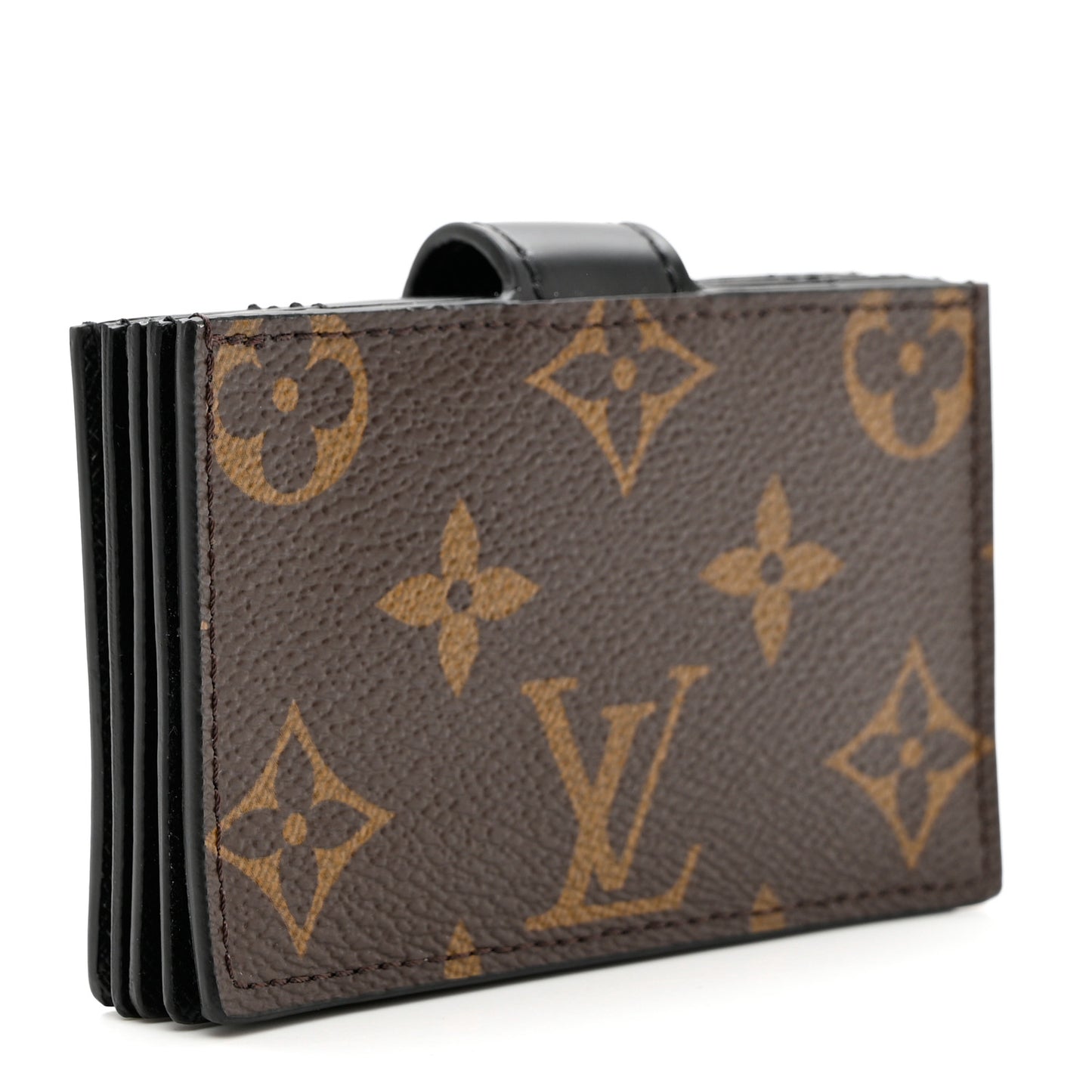 Monogram Gusset Card Holder Black