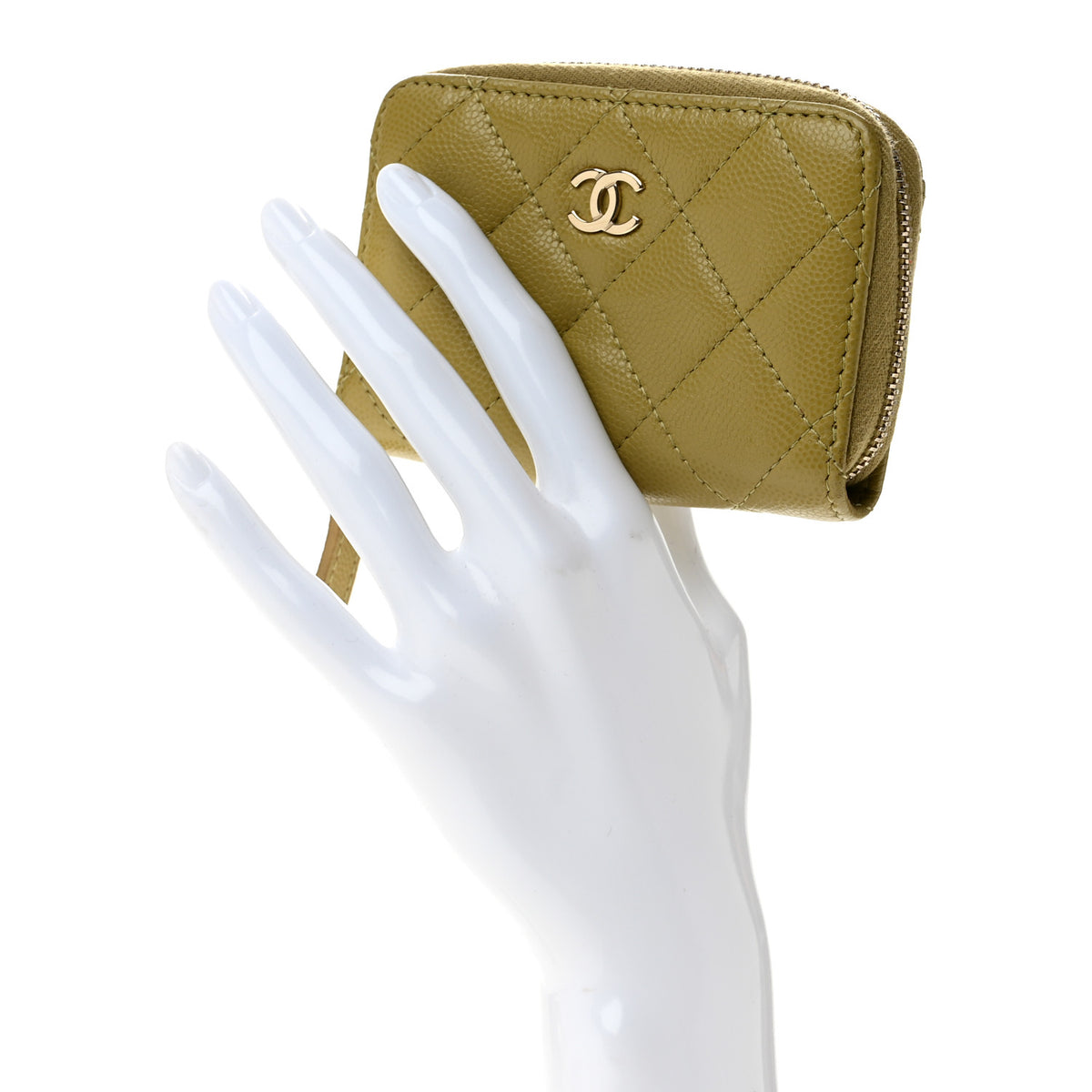Chanel Caviar Quilted Zip Around Coin Purse Light Green 2 of 9