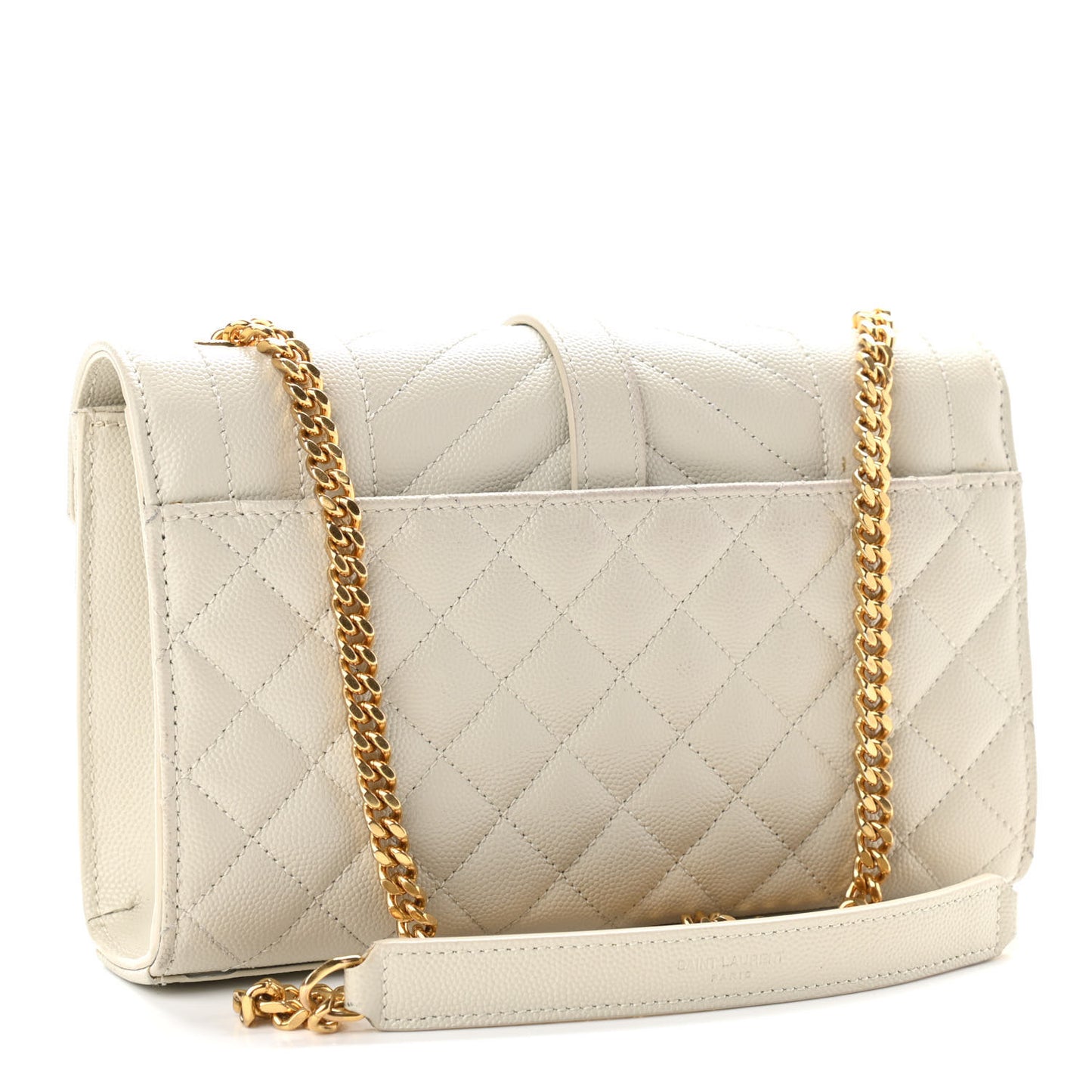 Grain De Poudre Textured Mixed Matelasse Triquilt Small Monogram Satchel Crema Soft