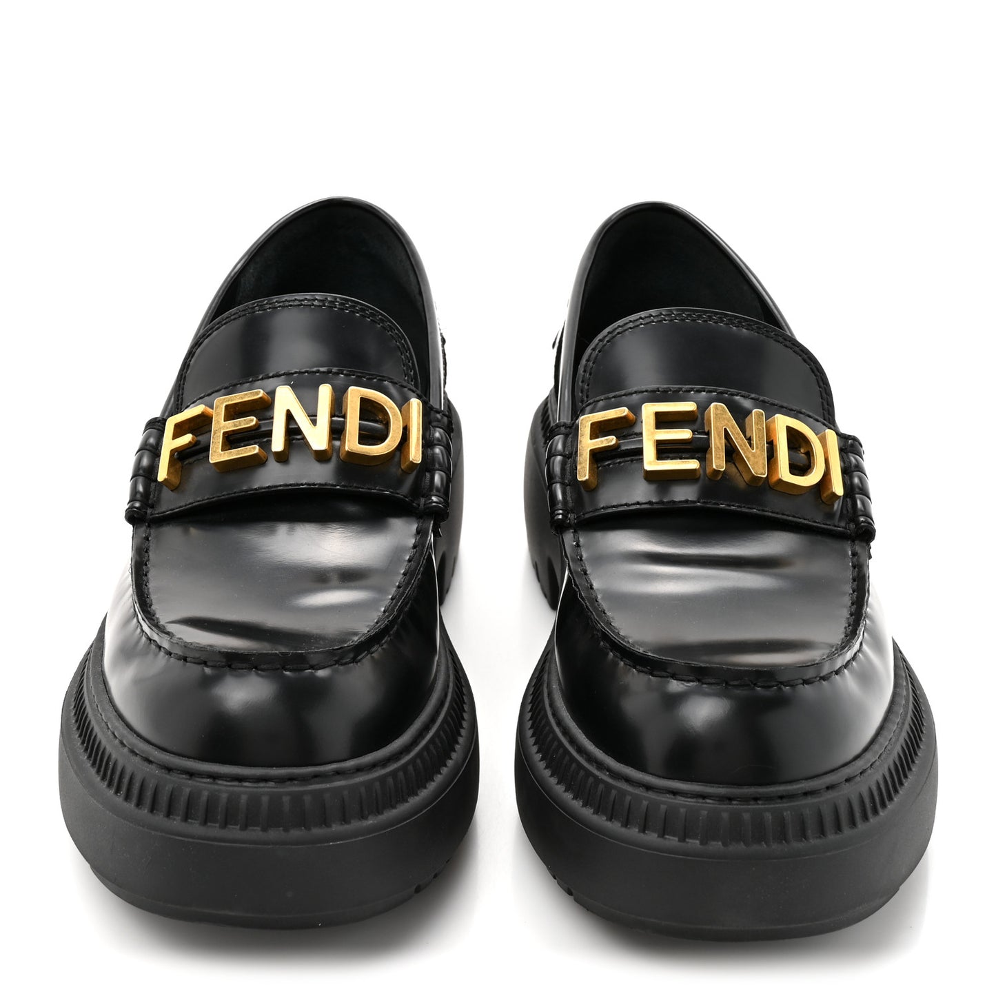 Vitello Abrasivato Fendigraphy 50mm Loafers 40.5 Black
