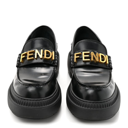 Fendi Vitello Abrasivato Fendigraphy 50mm Loafers 40.5 Black 3 of 9