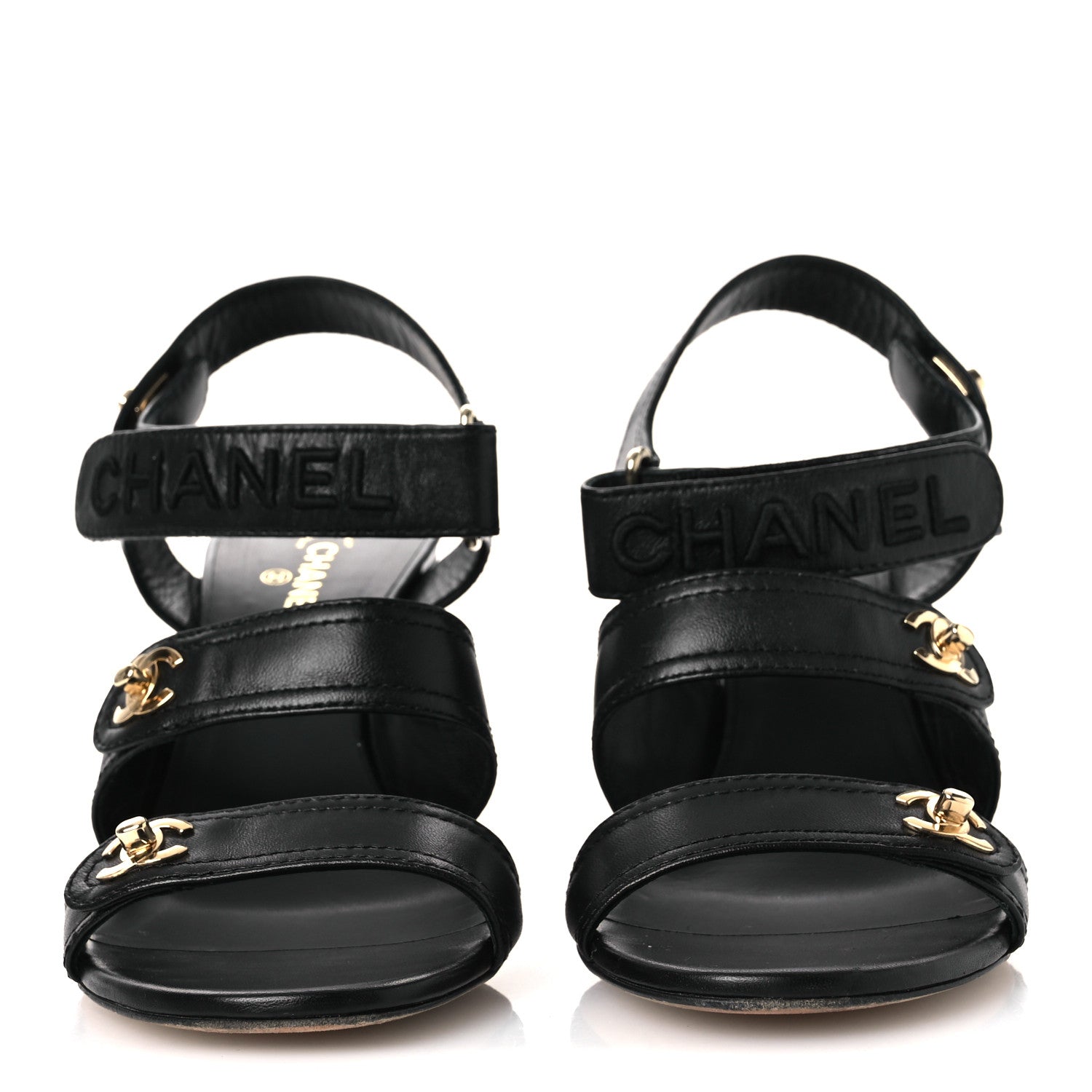 Chanel Lambskin CC Turnlock Sandals 40 Black 3 of 13