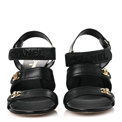 Chanel Lambskin CC Turnlock Sandals 40 Black 3 of 13