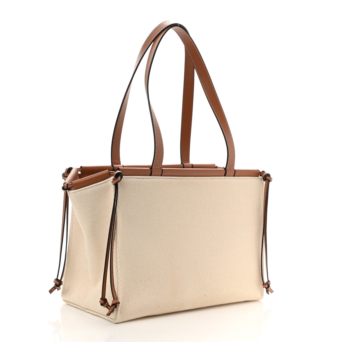 Canvas Calfskin Cushion Tote Beige