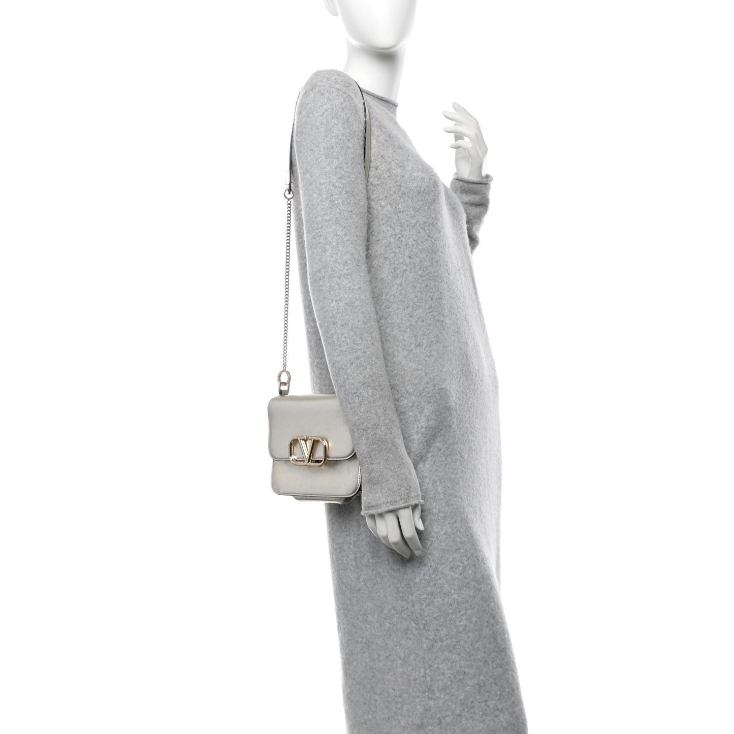 Metallic Calfskin Small VSling Shoulder Bag Gold