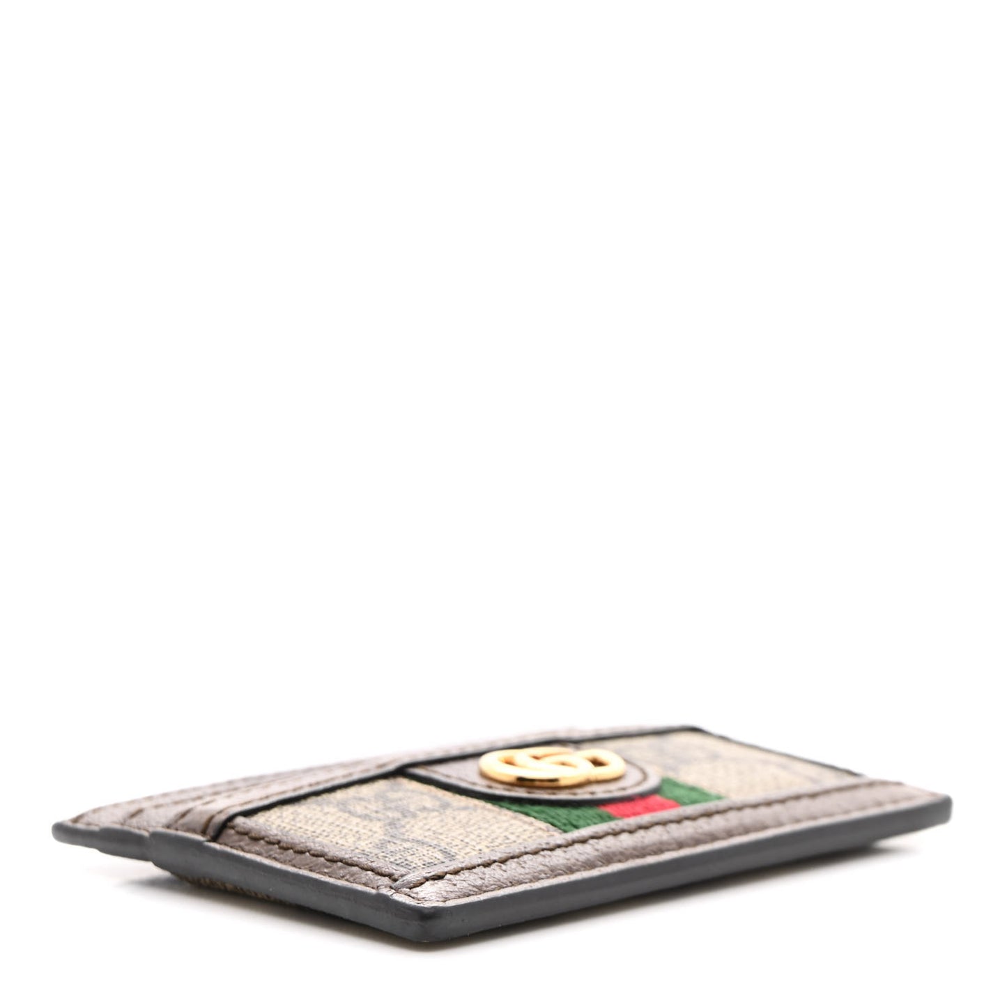 GG Supreme Monogram Textured Dollar Calfskin Ophidia Card Holder Beige Ebony New Acero