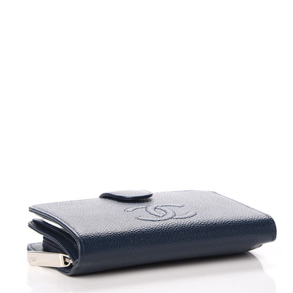 Chanel Caviar Timeless CC French Wallet Navy Blue 4 of 10