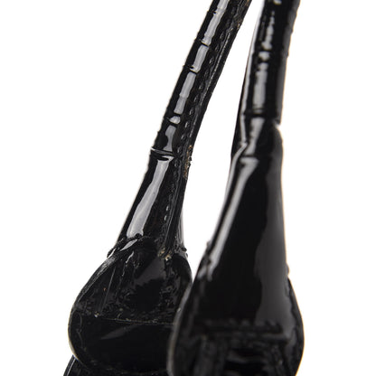 Valentino Garavani Patent Crystal Catch Satchel Black 9 of 10