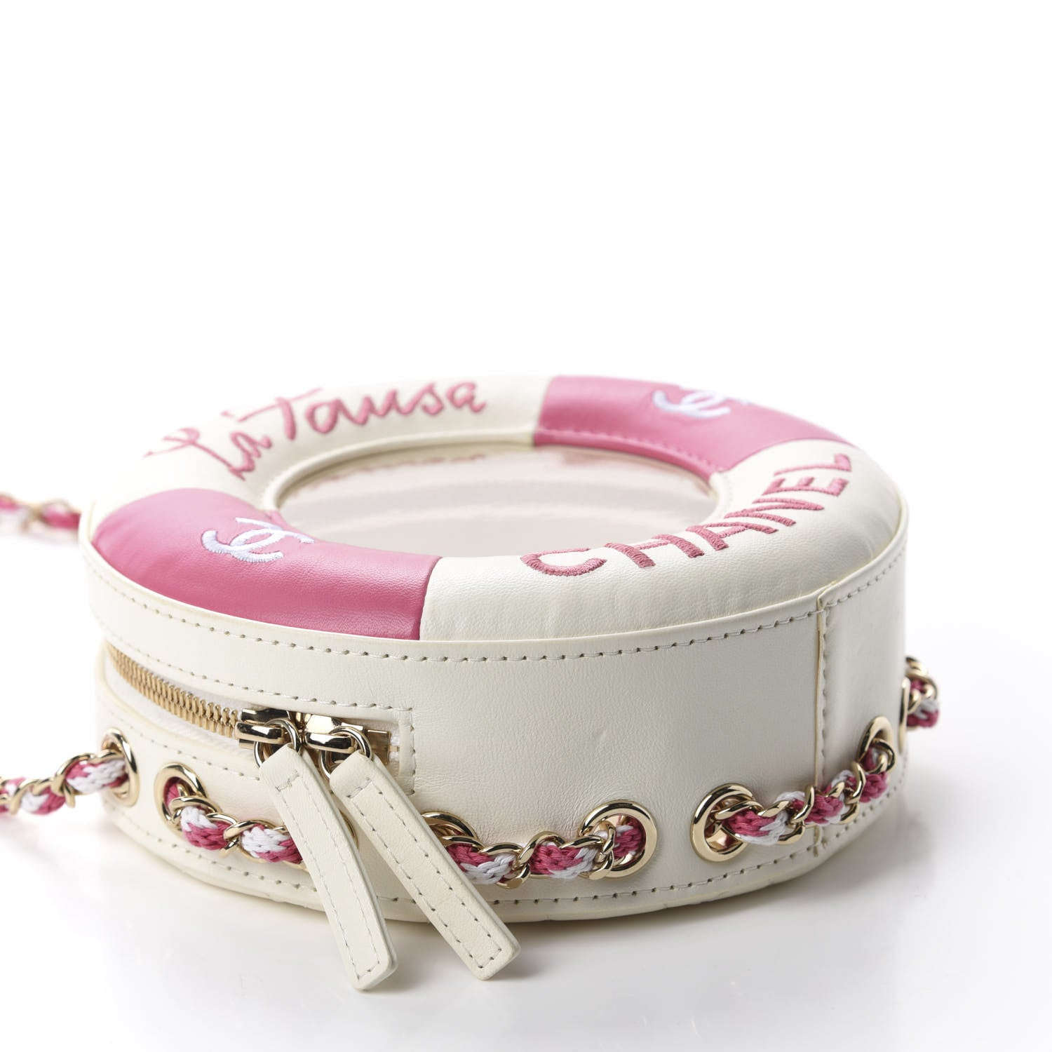 Chanel Lambskin Coco Lifesaver Round Bag Pink White 4 of 11