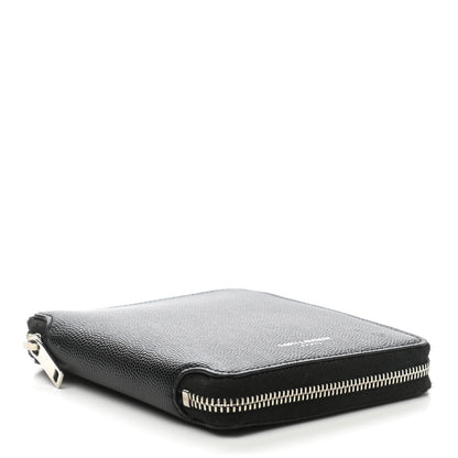Saint Laurent Grained Calfskin Rive Gauche Compact Zip Around Wallet Black 4 of 7