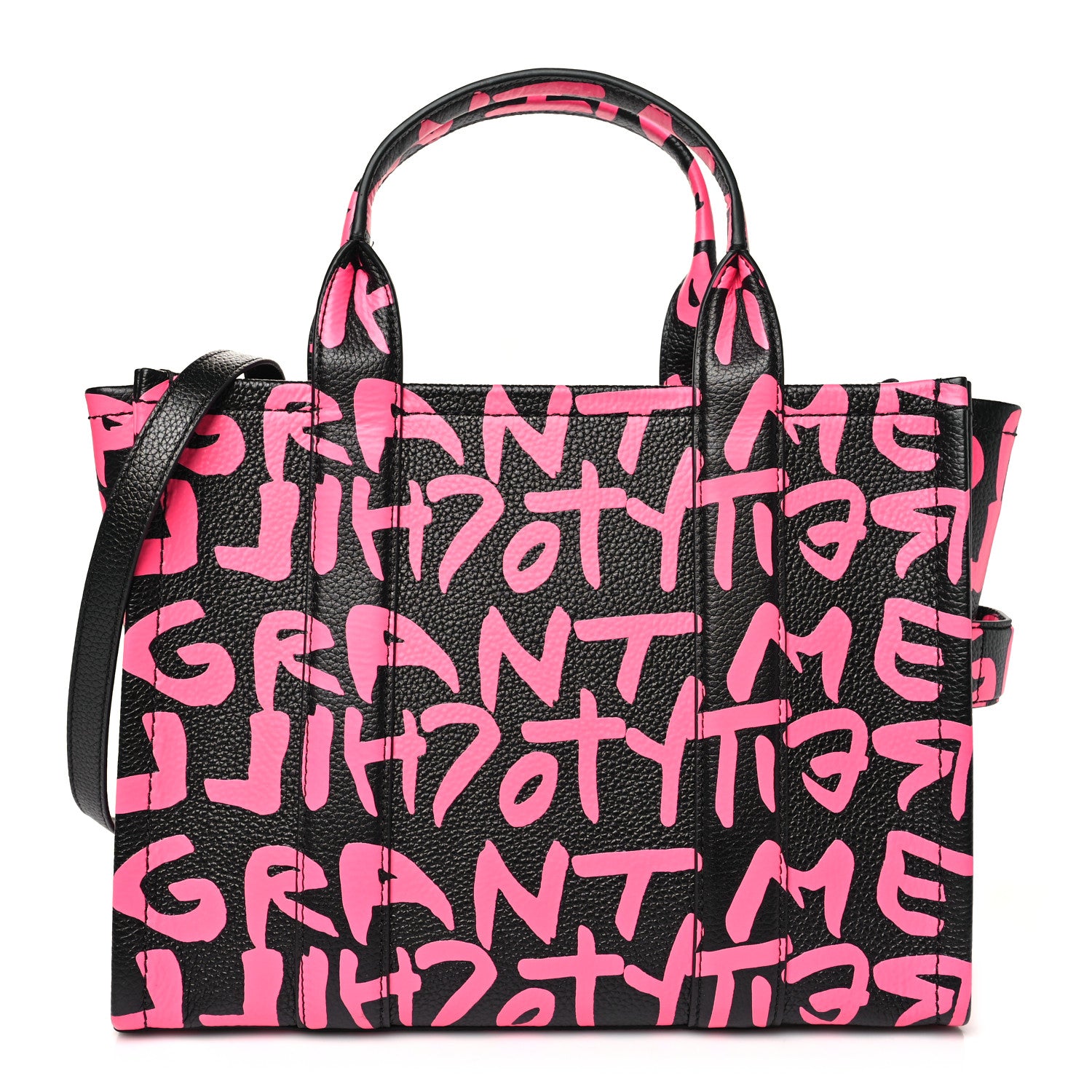 Marc Jacobs X STEPHEN SPROUSE Grained Calfskin Medium The Tote Bag Pink 1 of 9