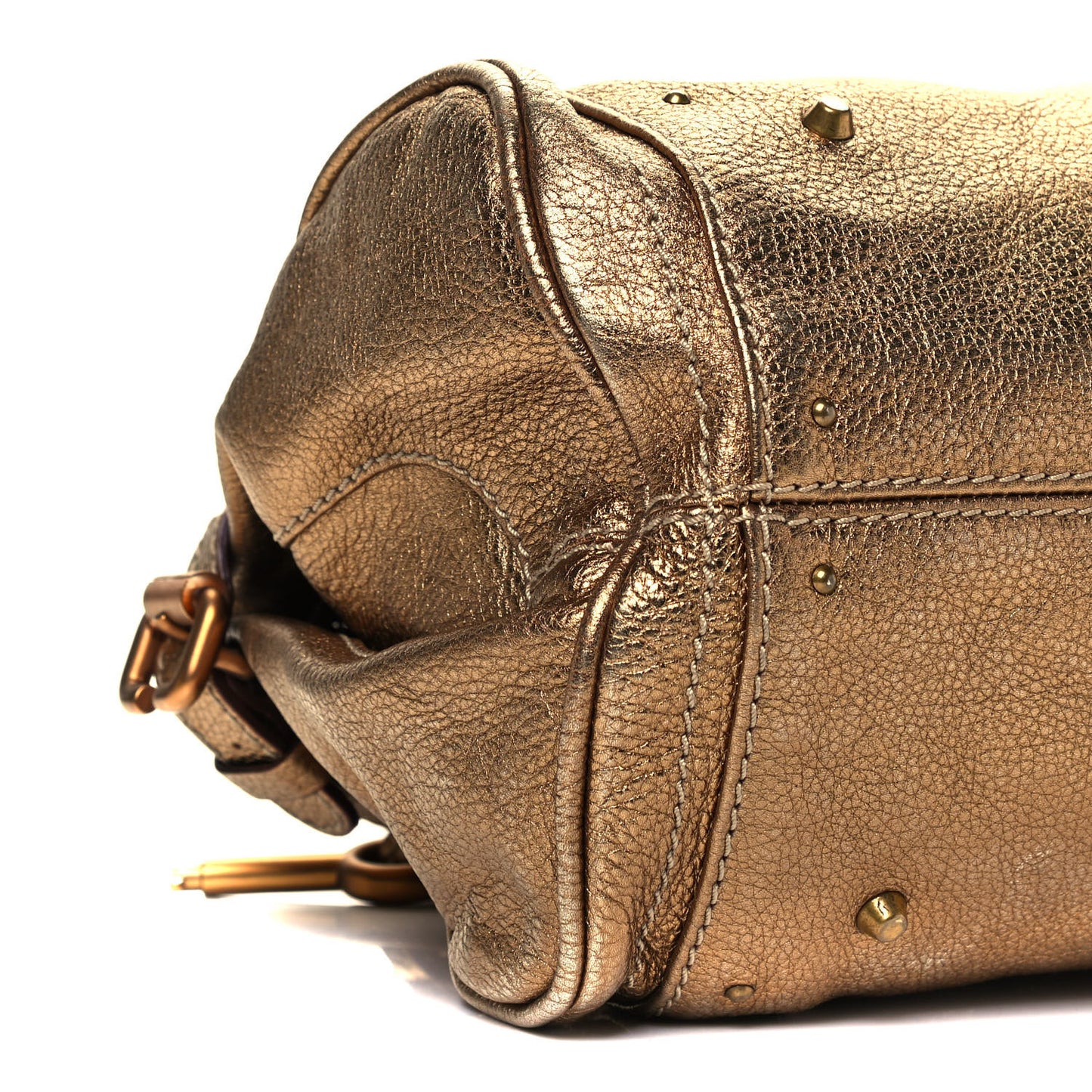 Metallic Calfskin Medium Paddington Satchel Gold