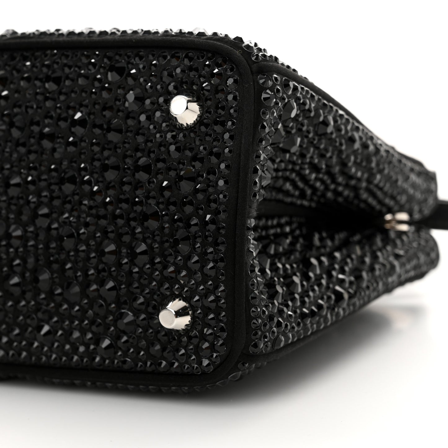 Satin Crystal Mini Galleria Double Zip Tote Black