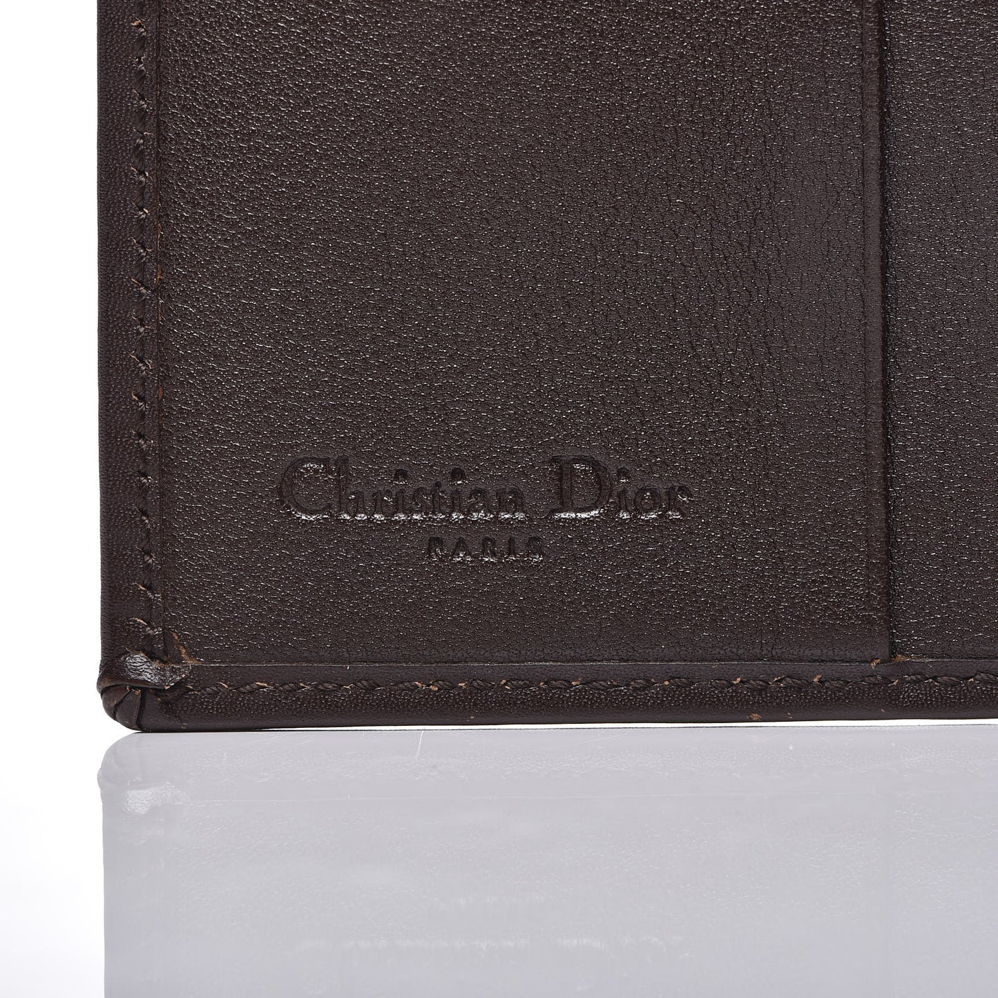 Calfskin Detective Compact Wallet Marron Fonce