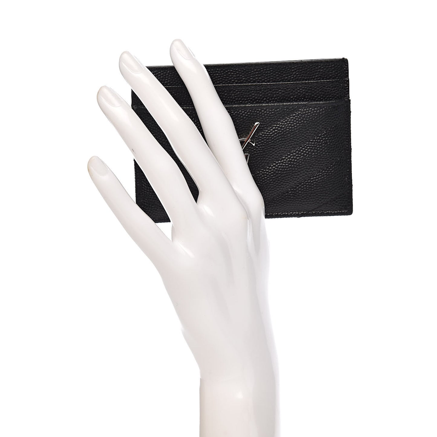 Grain De Poudre Matelasse Chevron Monogram Credit Card Case Black