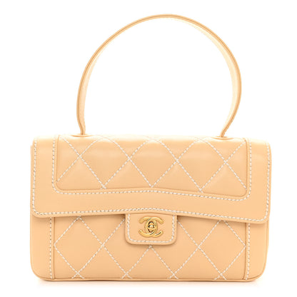 Chanel Calfskin Quilted Wild Stitch Top Handle Flap Beige 1 of 9