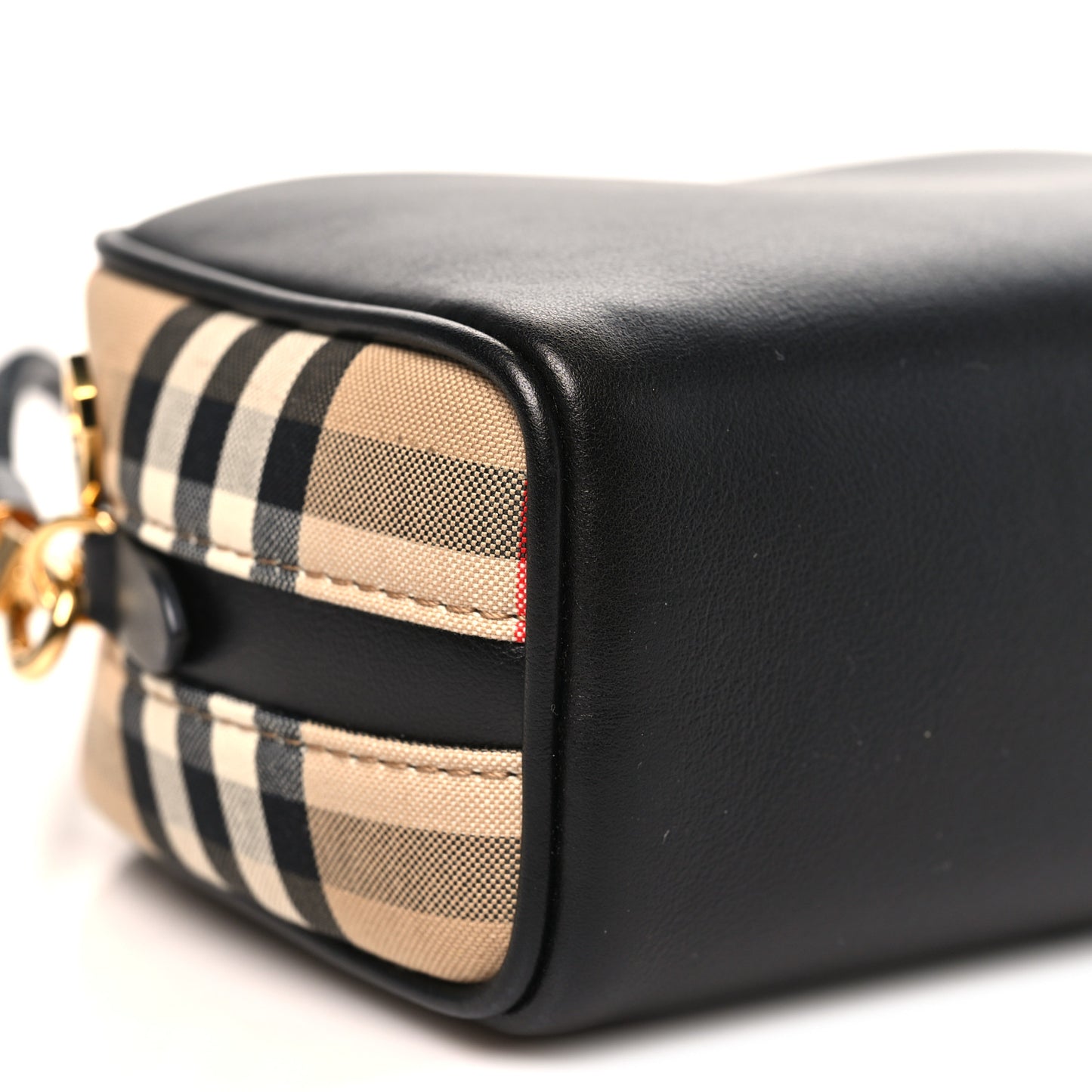 Calfskin Vintage Check Half Cube Crossbody Bag Black