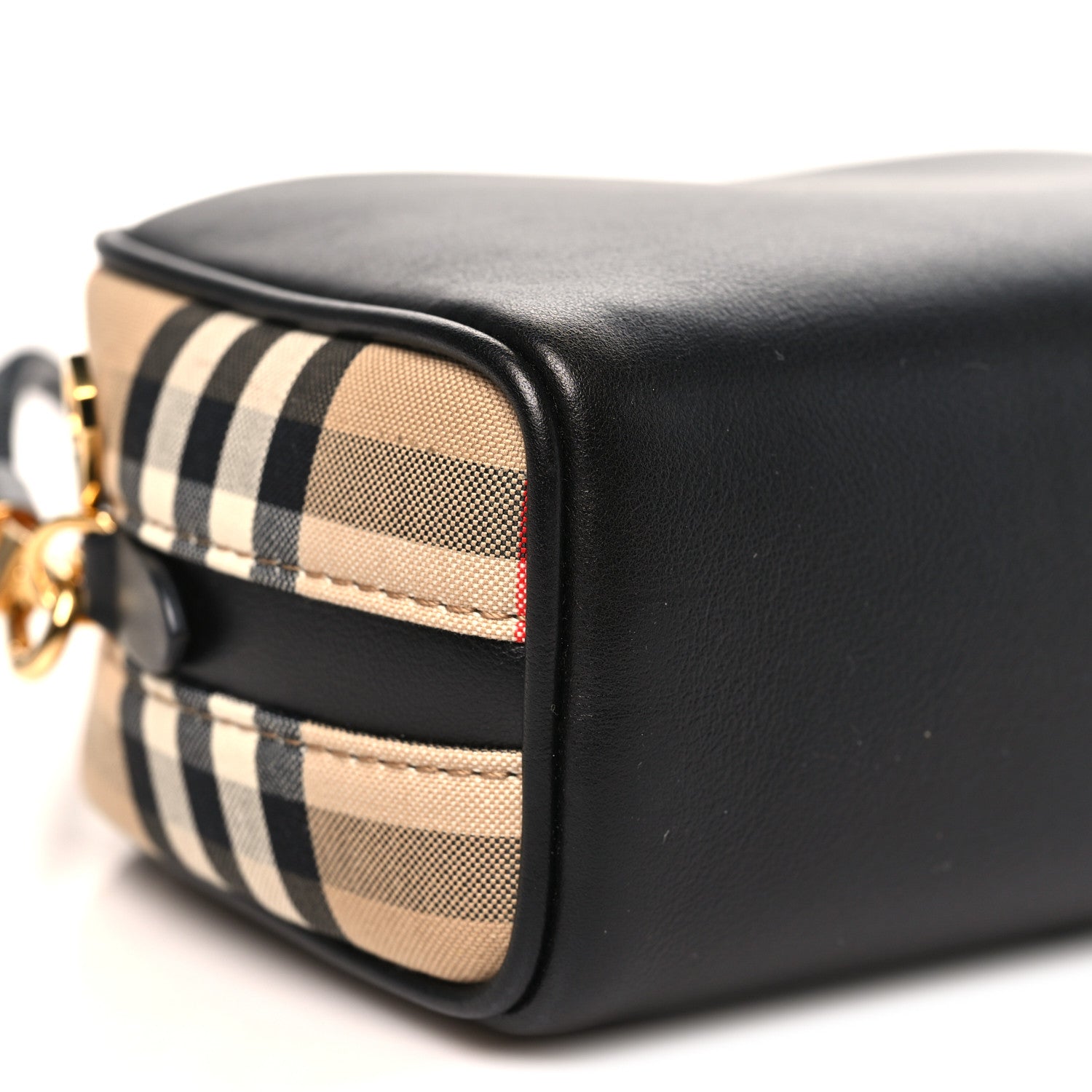 Burberry Calfskin Vintage Check Half Cube Crossbody Bag Black 7 of 8