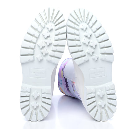 Louis Vuitton Neoprene Calfskin Floral Print Mens Landscape Boots 8.5 White Multicolor 4 of 5