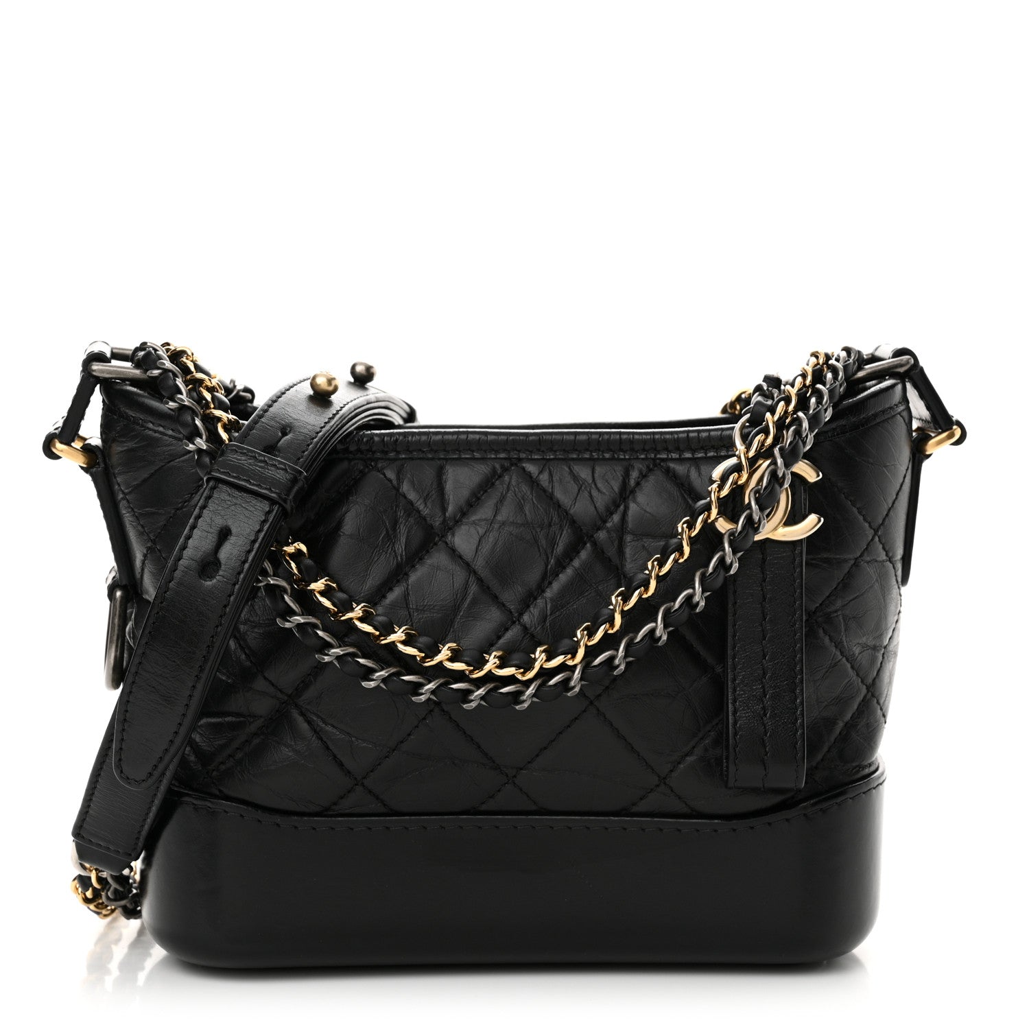 Chanel Aged Calfskin Quilted Small Gabrielle Hobo Black 1 of 11