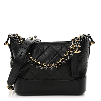 Chanel Aged Calfskin Quilted Small Gabrielle Hobo Black 1 of 11