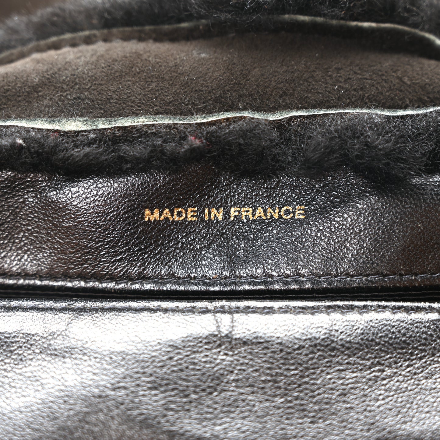 Suede Shearling Fur Handbag Black