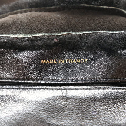 Chanel Suede Shearling Fur Handbag Black 7 of 11