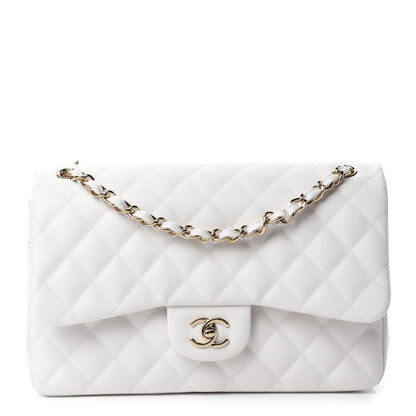 Chanel Caviar Quilted Jumbo Double Flap White 1 of 10