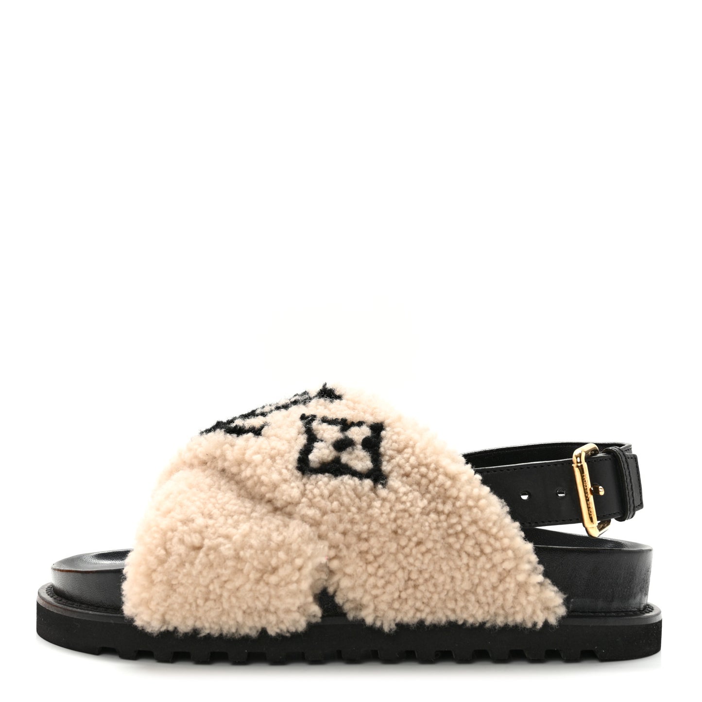 Shearling Paseo Sandals 37 Black