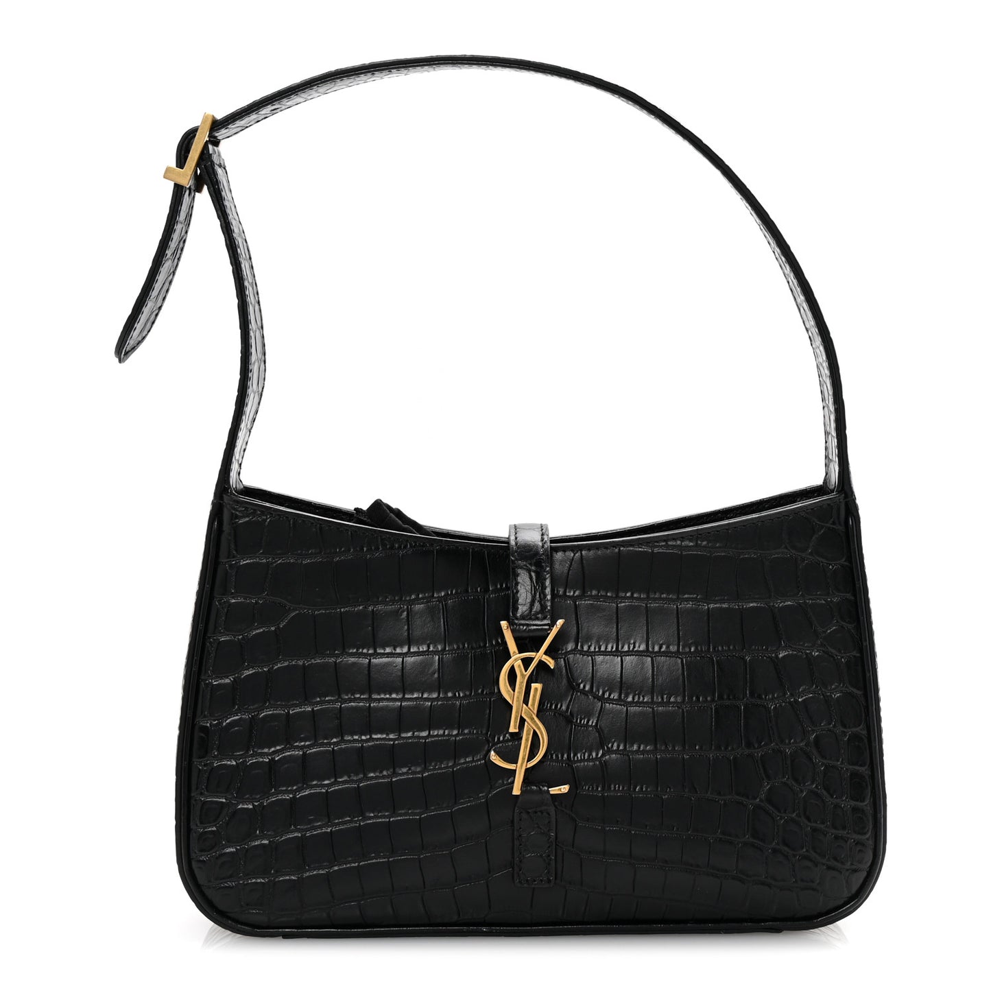 Calfskin Crocodile Embossed Le 5 A 7 Hobo Black